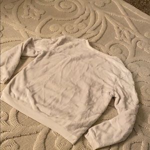 fluffy white crewneck sweatshirt